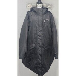 Columbia Black Suttle Mountain Long Insulated Faux Fur Jacket Womens Size 3X NEW